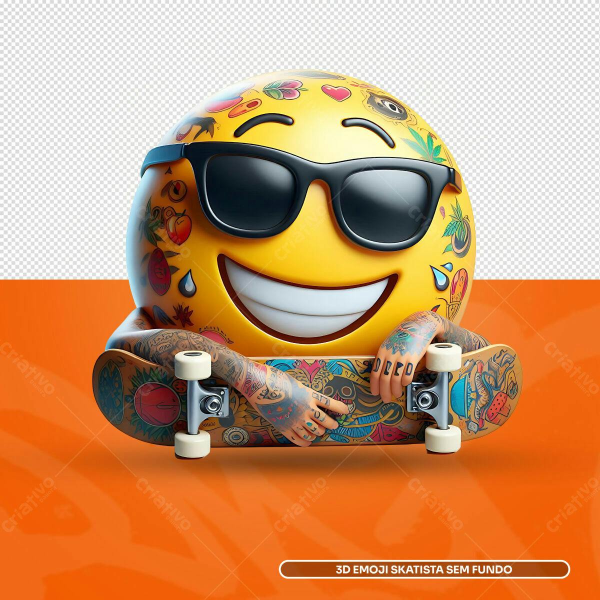 Emoji Skatista 3D PSD Editável