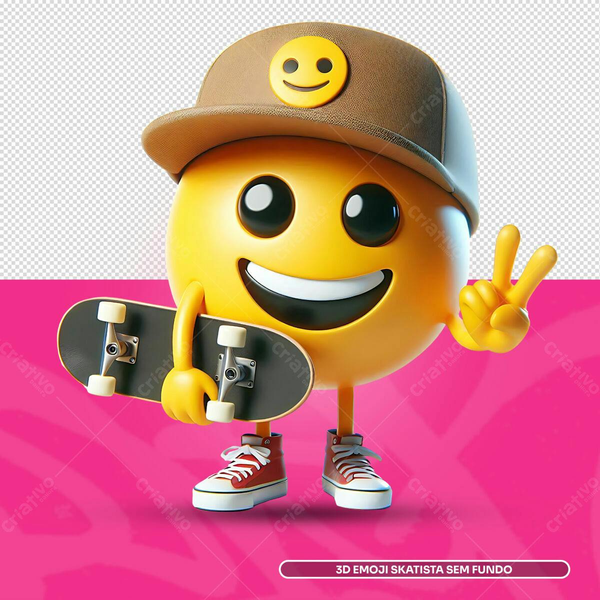 Emoji Skatista Divertido PSD Editável