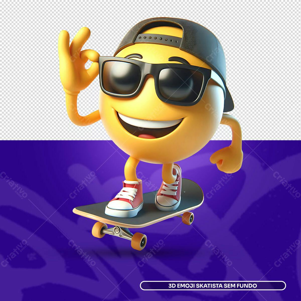 Emoji Skatista 3D PSD Editável