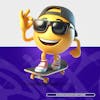 3d, emoji, skateboarder, transparent background