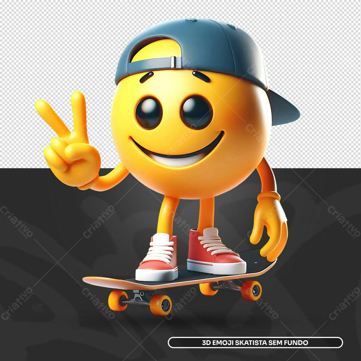 Emoji Skatista 3D PSD Editável