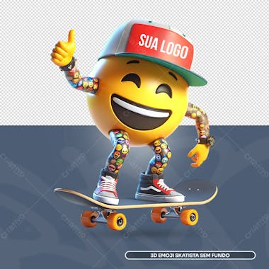 3d emoji skatista sem fundo