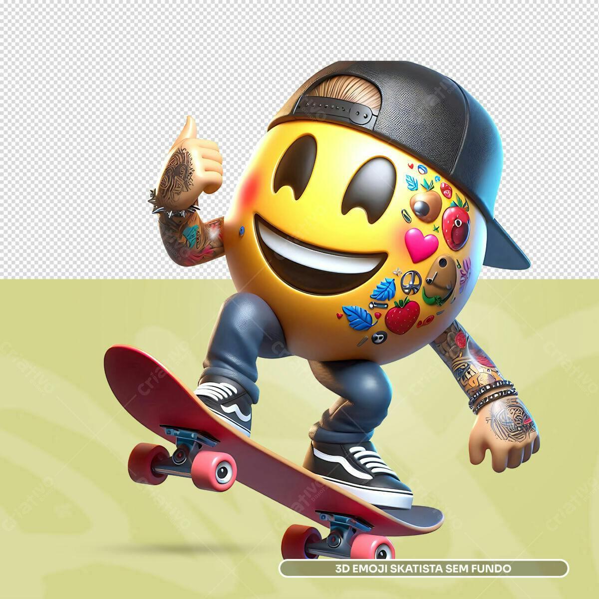 Emoji Skatista 3D PSD Editável