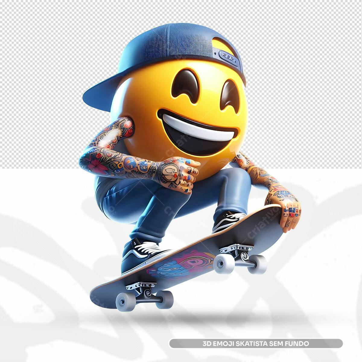 Emoji Skatista 3D PSD Editável