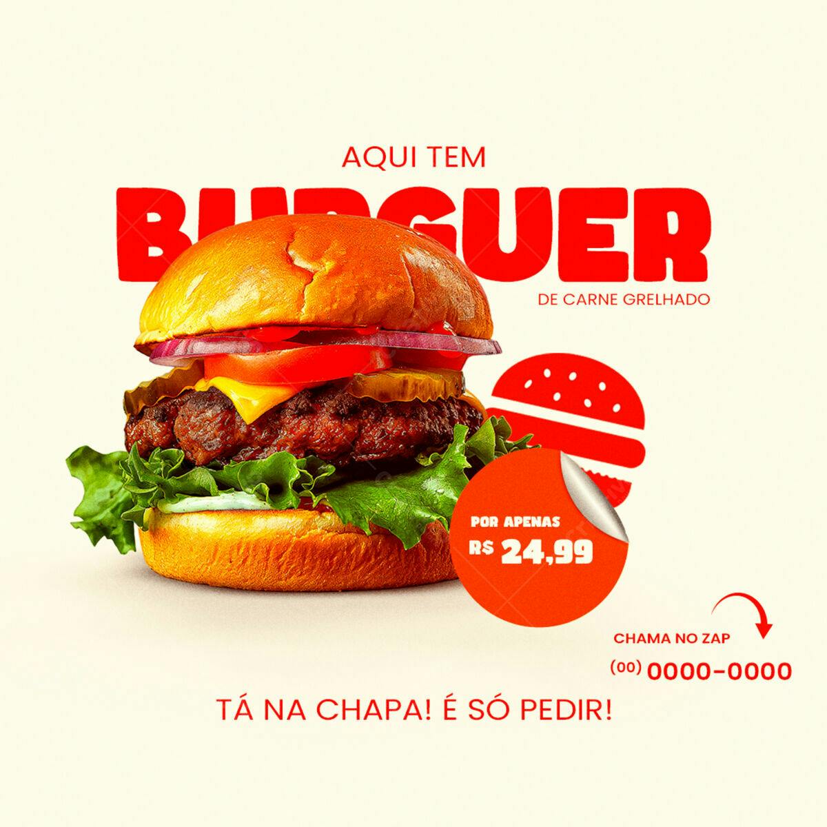 Post para Hamburgueria PSD Editável