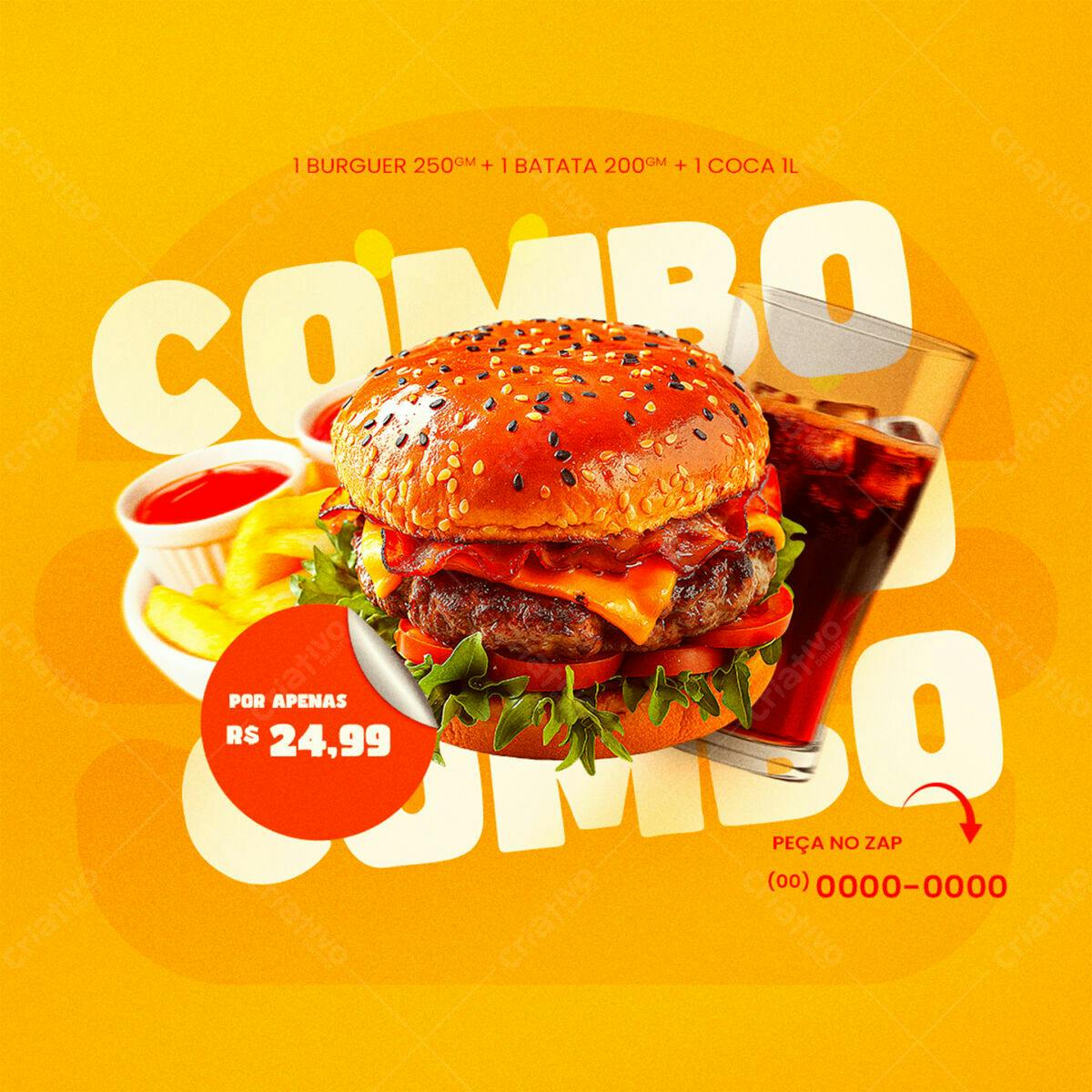 Flyer Combo Hambúrguer PSD Editável