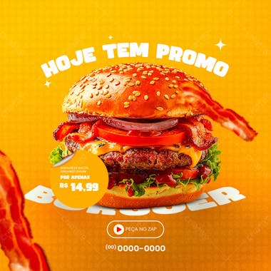 Hoje tem promo psd hamburgueria editável