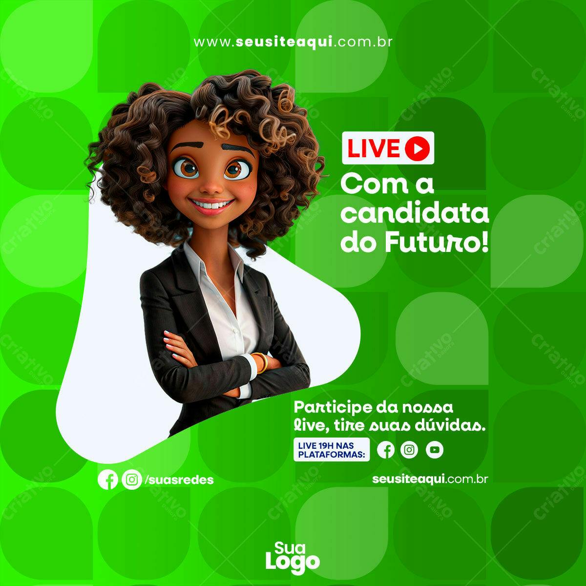 Flyer para Live com Candidata do Futuro PSD Editável