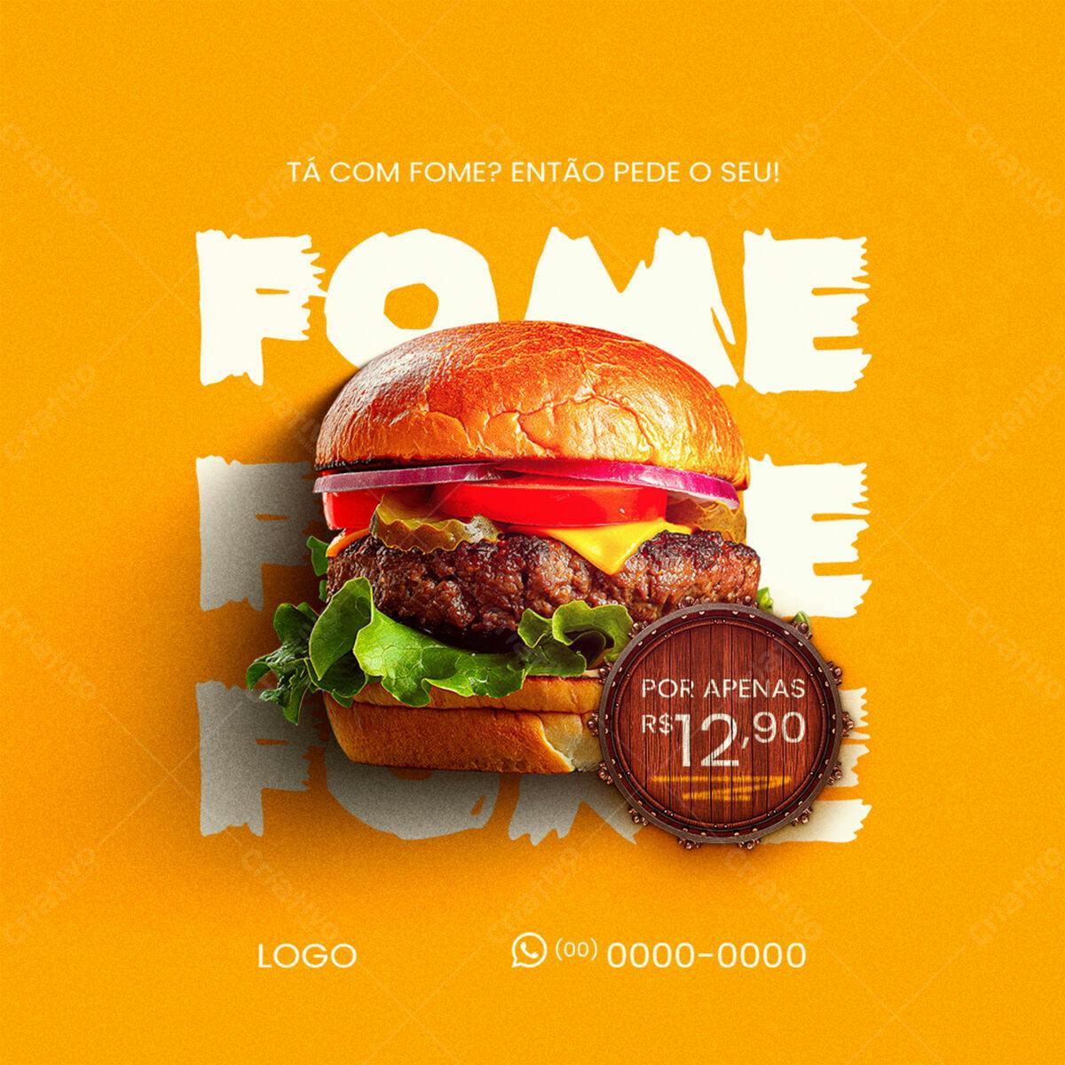 Flyer para Promoção de Hambúrguer PSD Editável