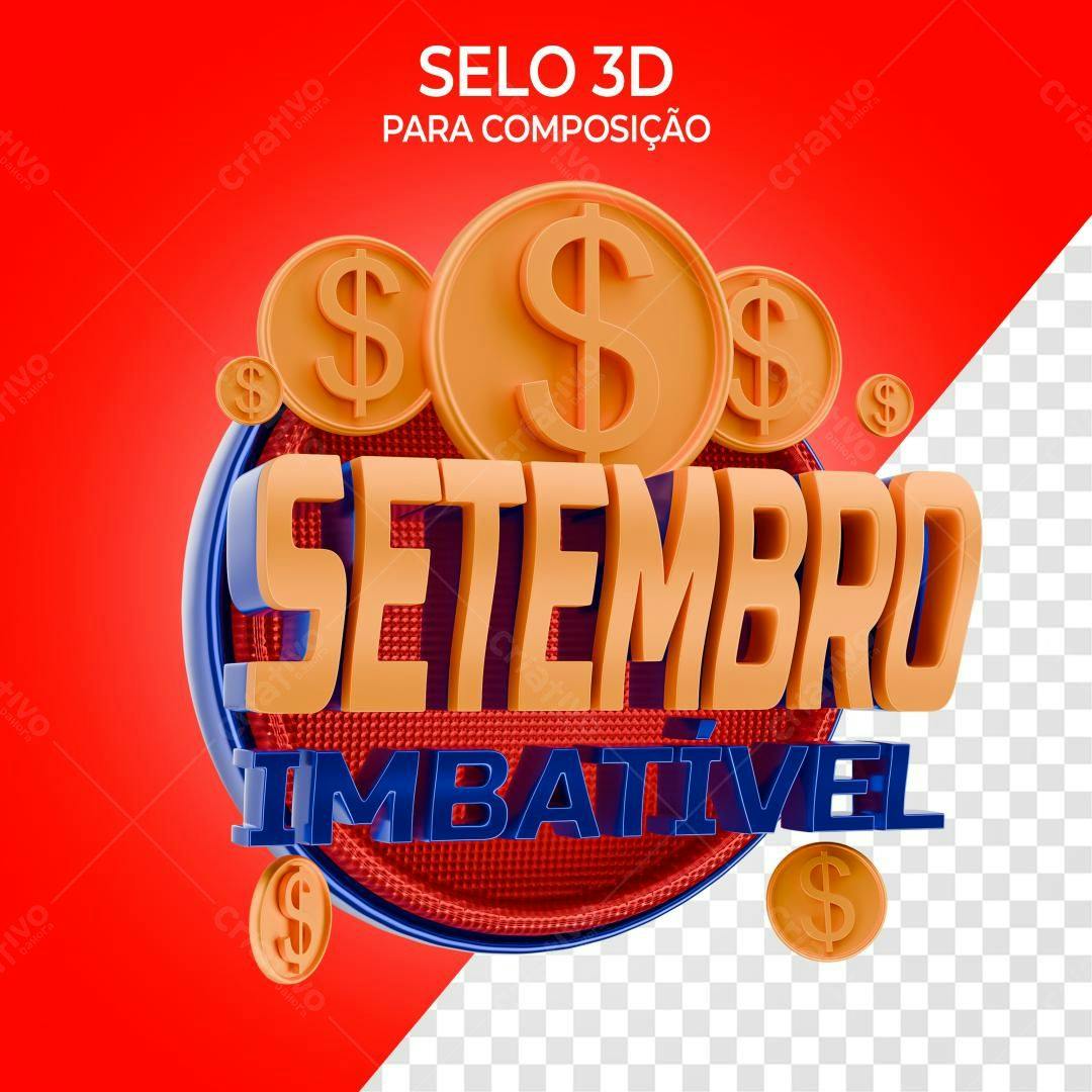Selo 3D promocional setembro imbatível laranja e vermelho