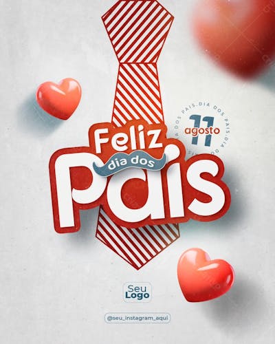 Social Media Feliz Dia Dos Pais 11 De Agosto Psd Editável