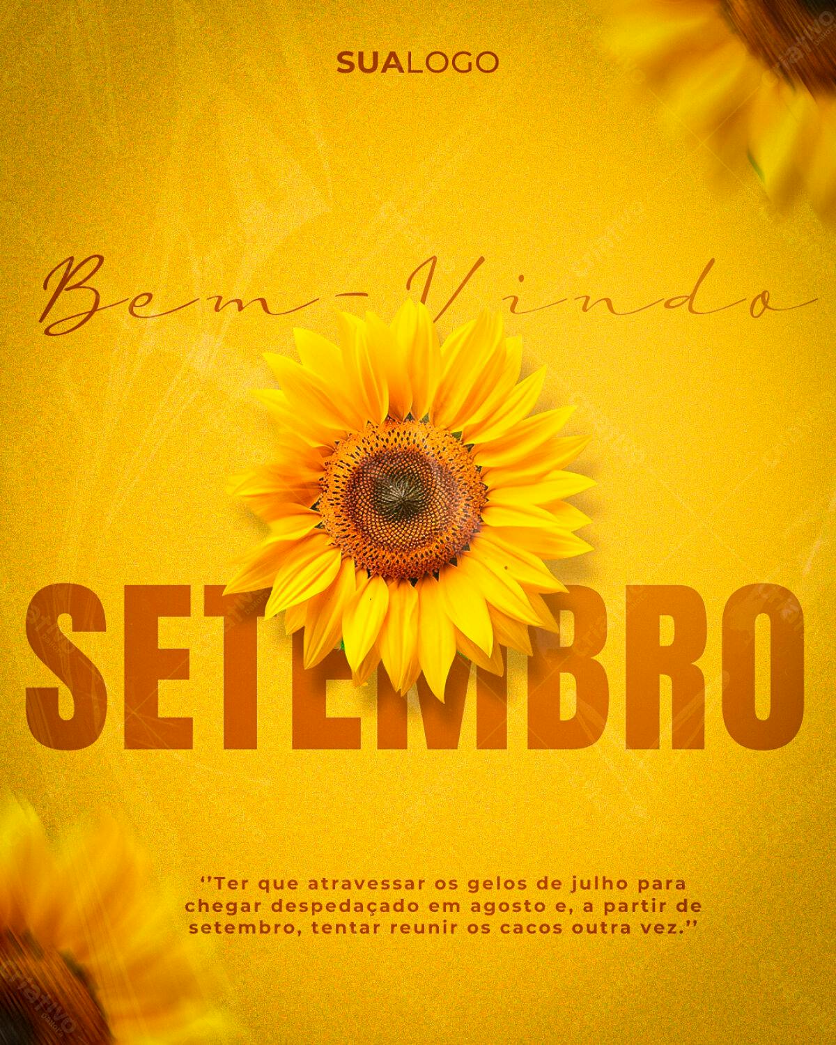 Flyer Setembro com Girassol PSD Editável