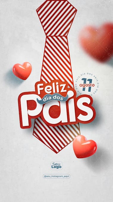 Social media story feliz dia dos pais 11 de agosto psd