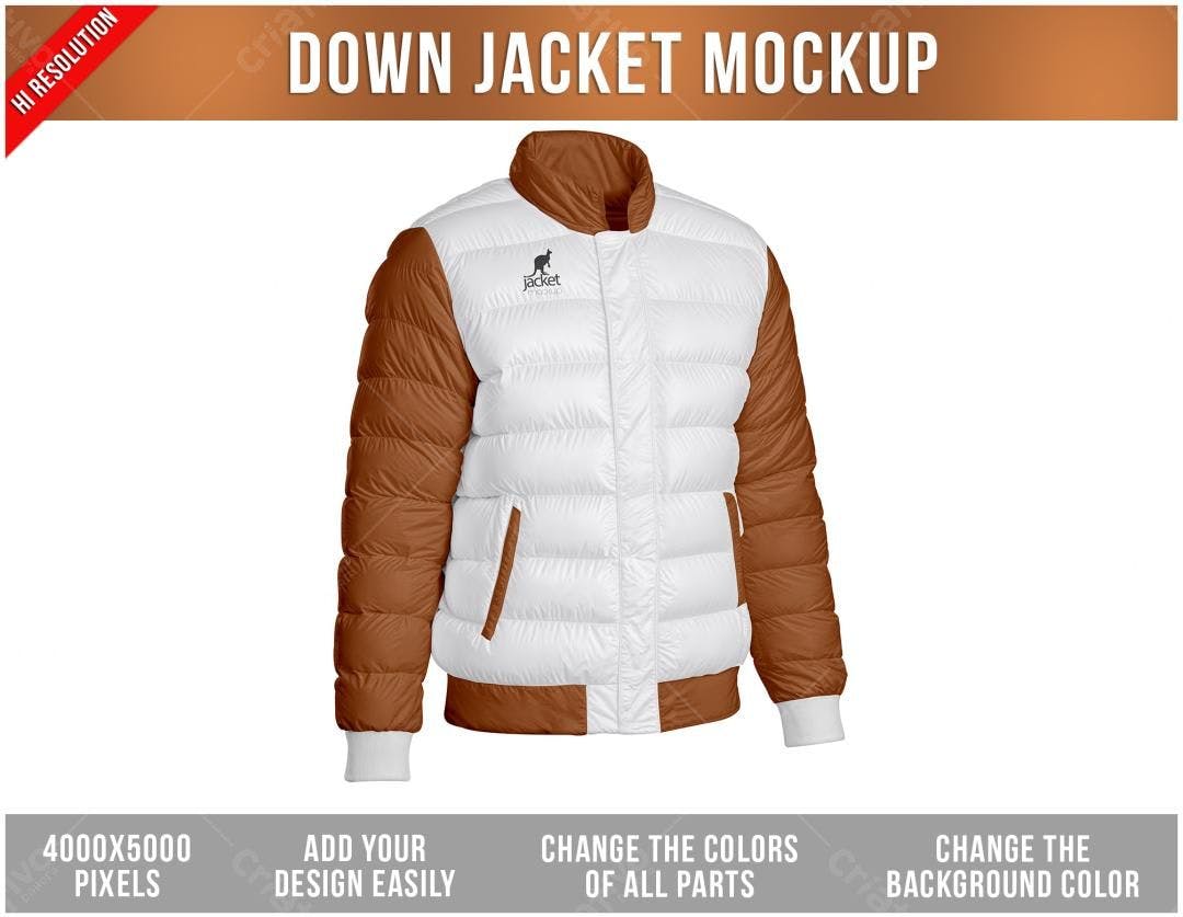 Mockup Jaqueta de Inverno Branca e Marrom