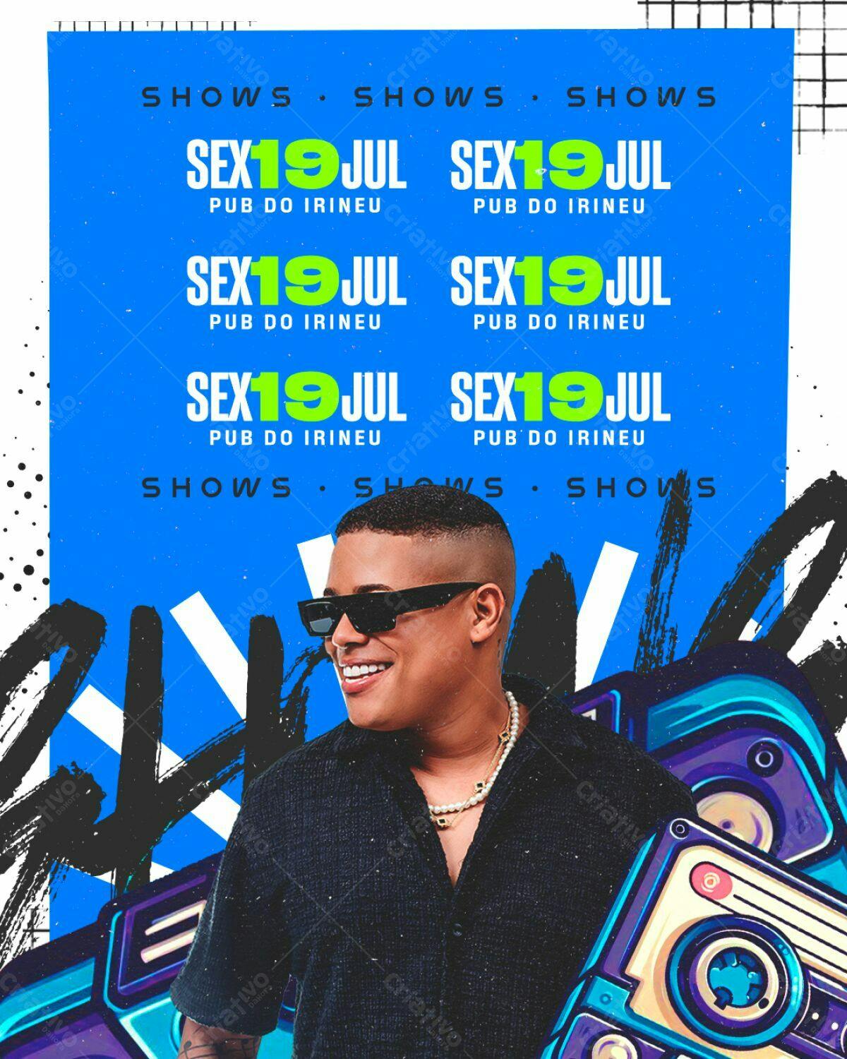 Flyer para Show Musical no Pub do Irinêu PSD Editável