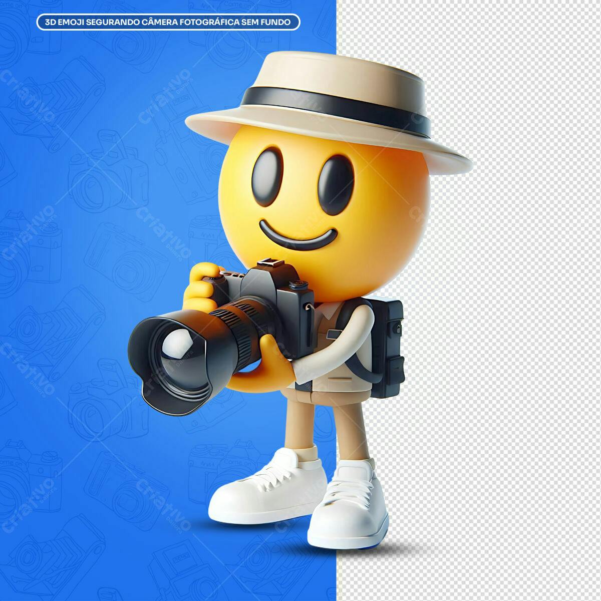 Emoji Fotógrafo com Câmera PSD Editável