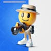 3d emoji holding photographic camera without background