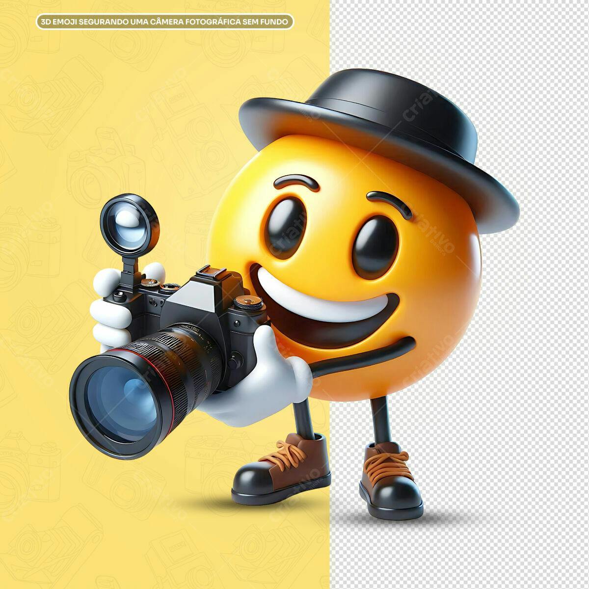 Emoji Fotógrafo com Câmera PSD Editável