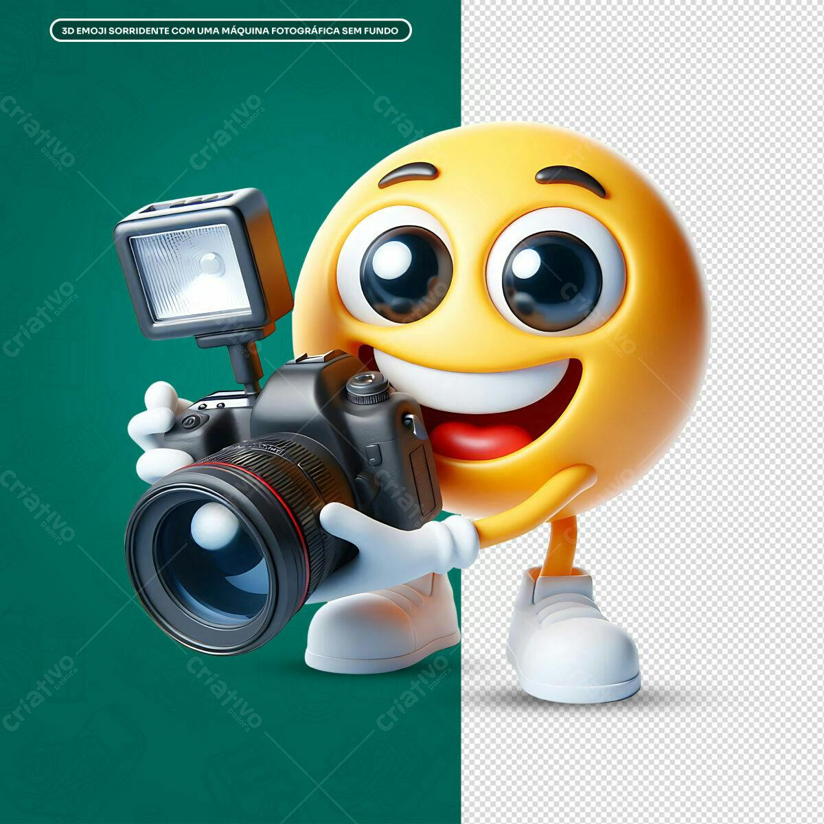 Emoji Sorrindo com Câmera PSD Editável