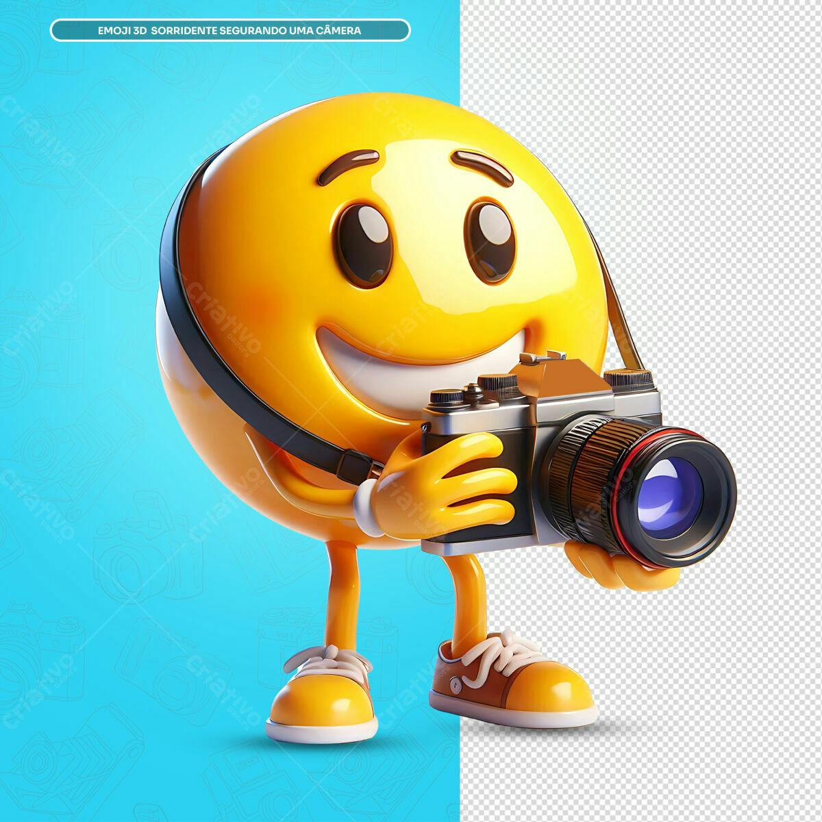 Emoji Sorridente com Câmera PSD Editável