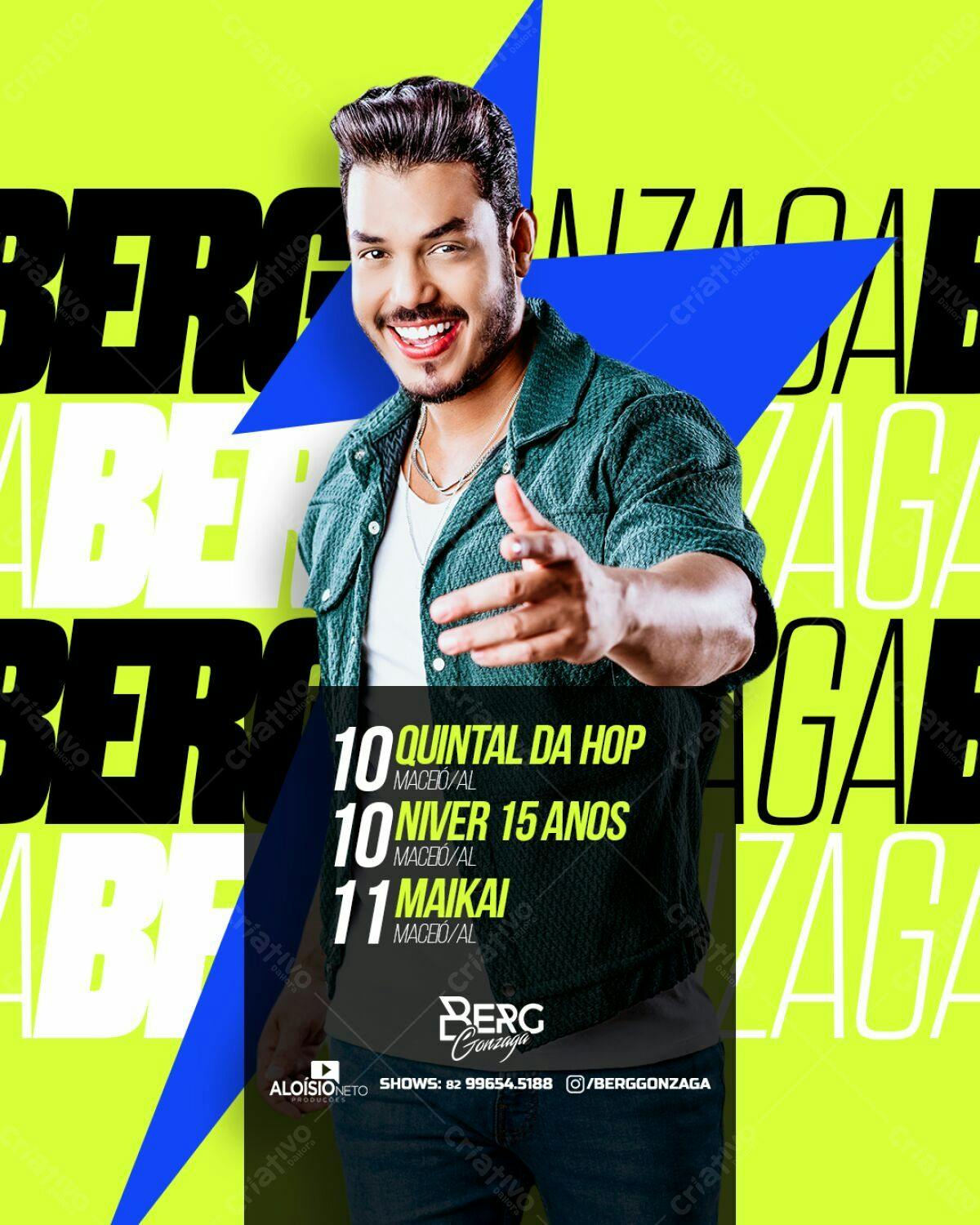 Flyer para Show do Berg Gonzaga PSD Editável