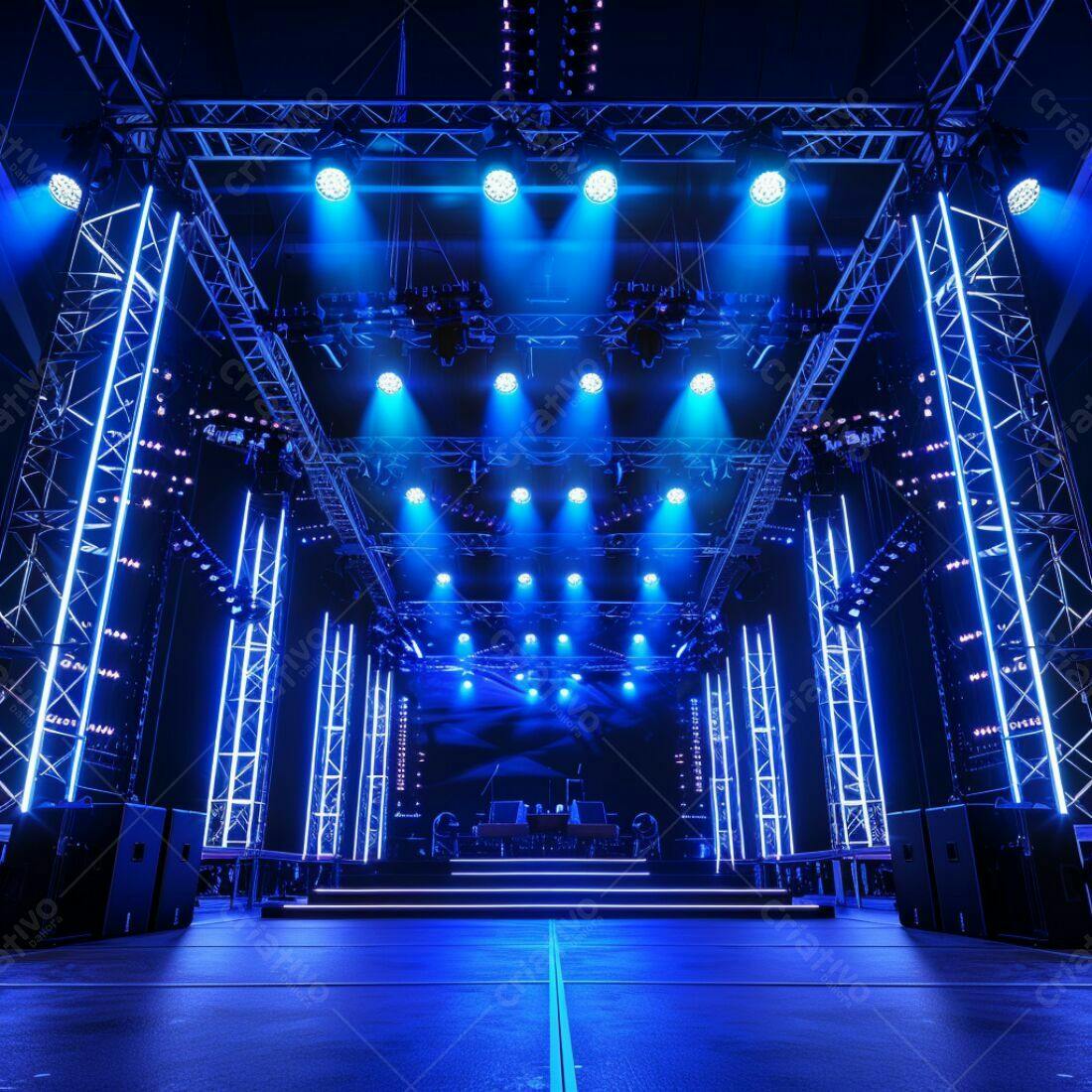 Palco iluminado azul para show musical