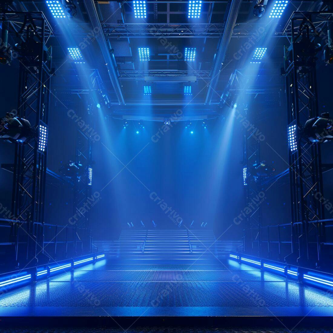 Palco iluminado azul para evento