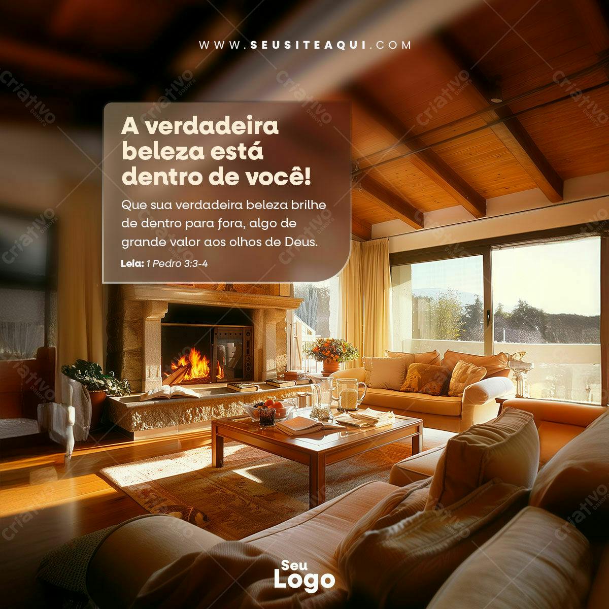 Post para Instagram Inspiração com Sala de Estar PSD Editável