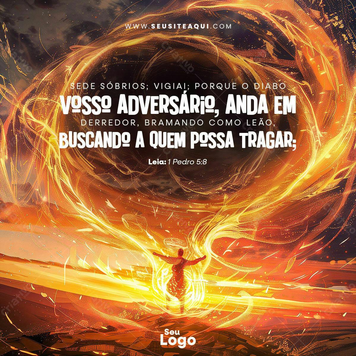 Post para Redes Sociais com Versículo Bíblico PSD Editável