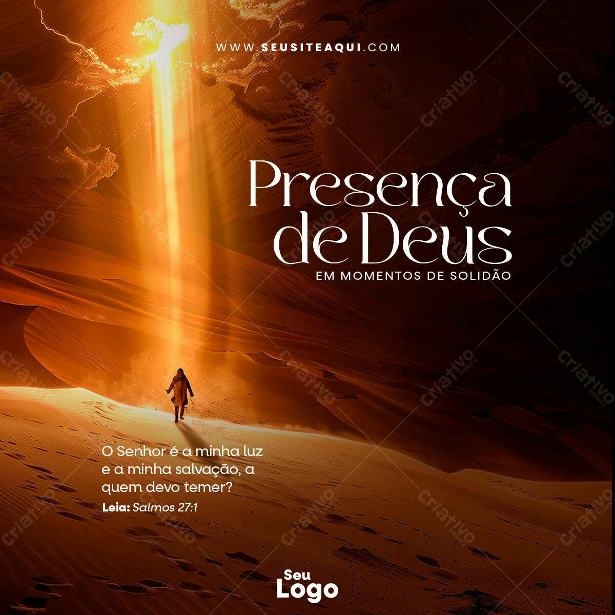 Post para Redes Sociais Presença de Deus PSD Editável