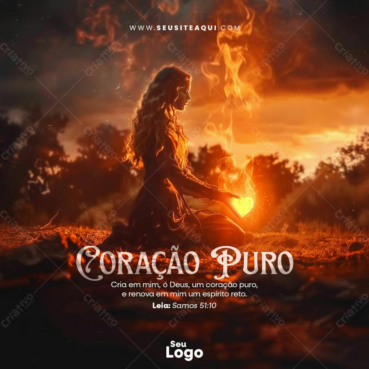 Post para Redes Sociais Coração Puro PSD Editável