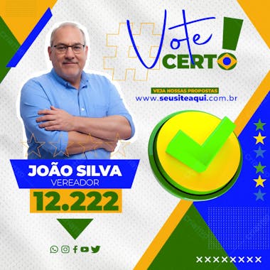 Eleições 2024 vote certo vereador votação redes sociais