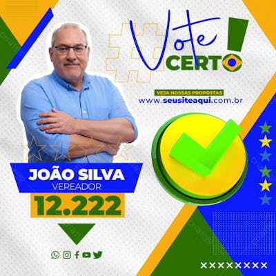 ELEIÇÕES 2024 VOTE CERTO VEREADOR VOTAÇÃO REDES SOCIAIS