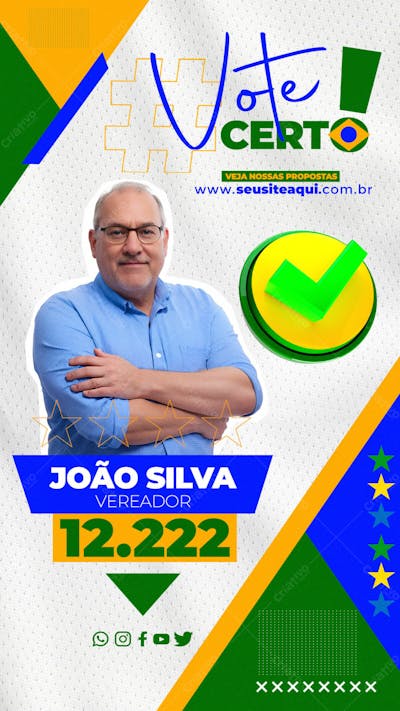 ELEIÇÕES 2024 VOTE CERTO VEREADOR VOTAÇÃO REDES SOCIAIS STORIES