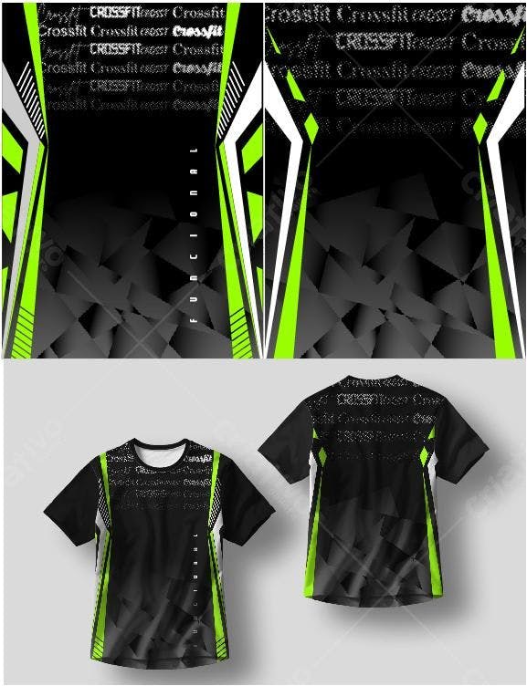 Padrão vetorial camiseta CrossFit preto verde