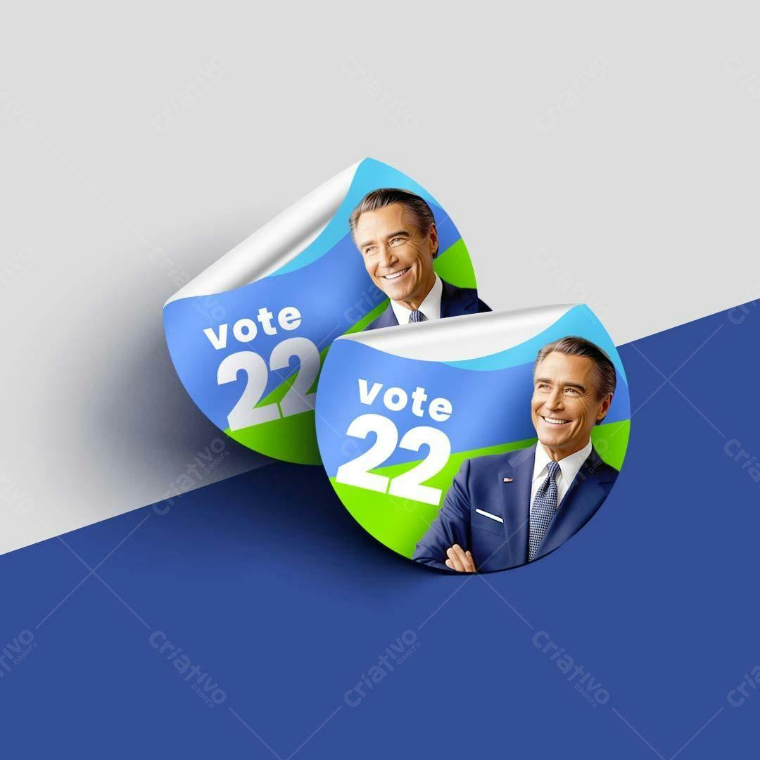 Mockup de Adesivos de Campanha Política com Foto de Candidato