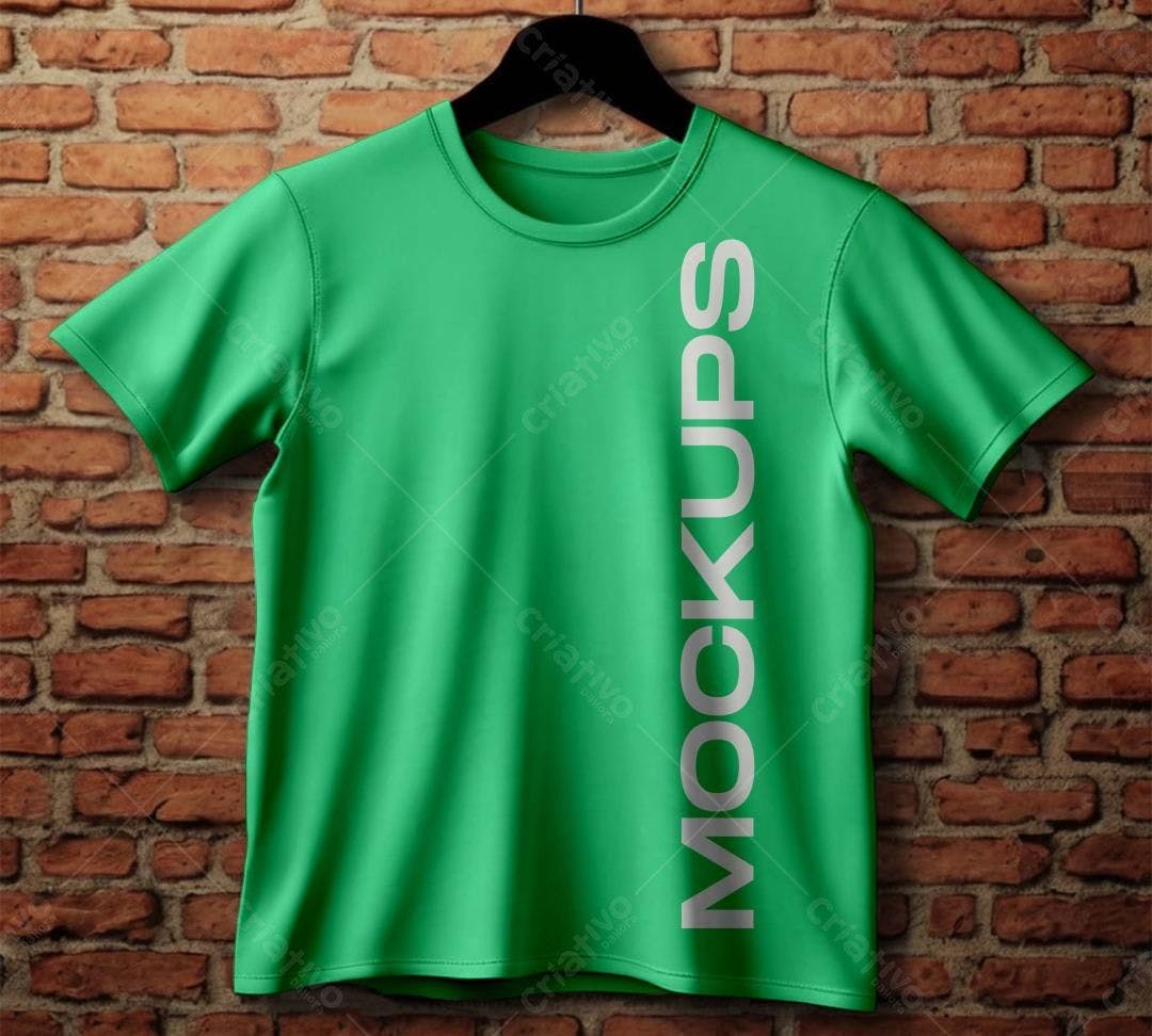 Mockup Camiseta Verde - Modelo Realista para Design de Vestuário