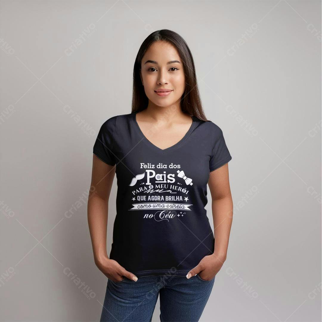 Mockup Camiseta Preta Dia dos Pais - Design Minimalista