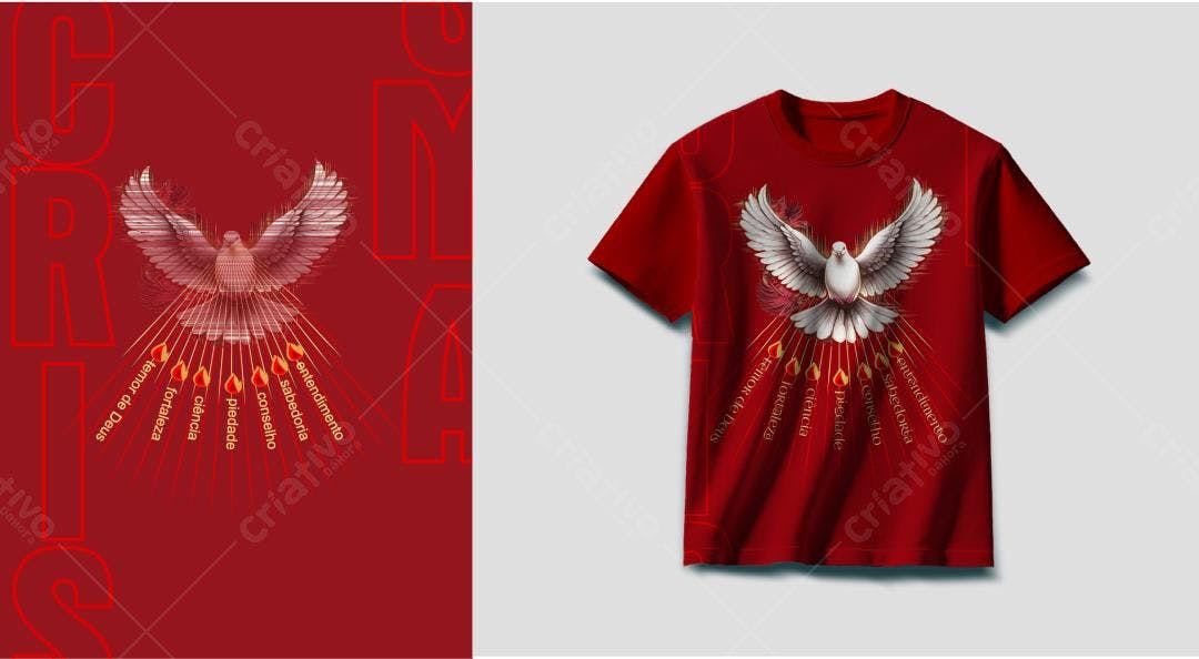 Ilustração vetorial pomba Espírito Santo vermelho