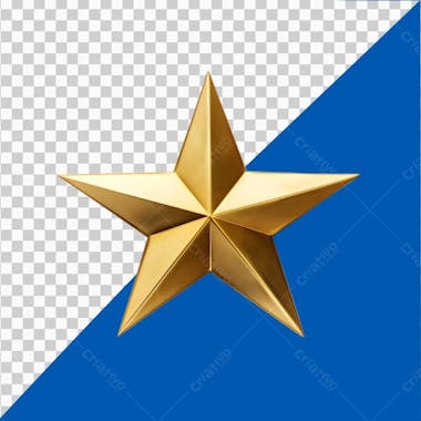 Shiny golden star on transparent background