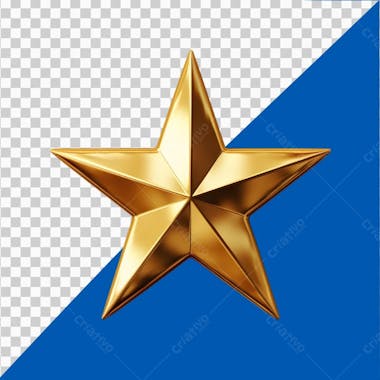 Shiny golden star on transparent background