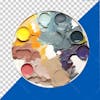 Vibrant artist palette on transparent background