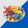 Vibrant artist palette with brushes and multicolored paints