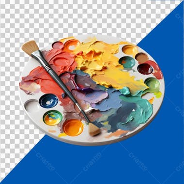 Vibrant artist palette with brushes and multicolored paints