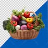 Fresh, organic, vegetables, in, a, wicker, basket, on, transparent