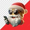 Elemento 3d emoji de papai noel sorrindo enquanto segura um celular e faz um joinha