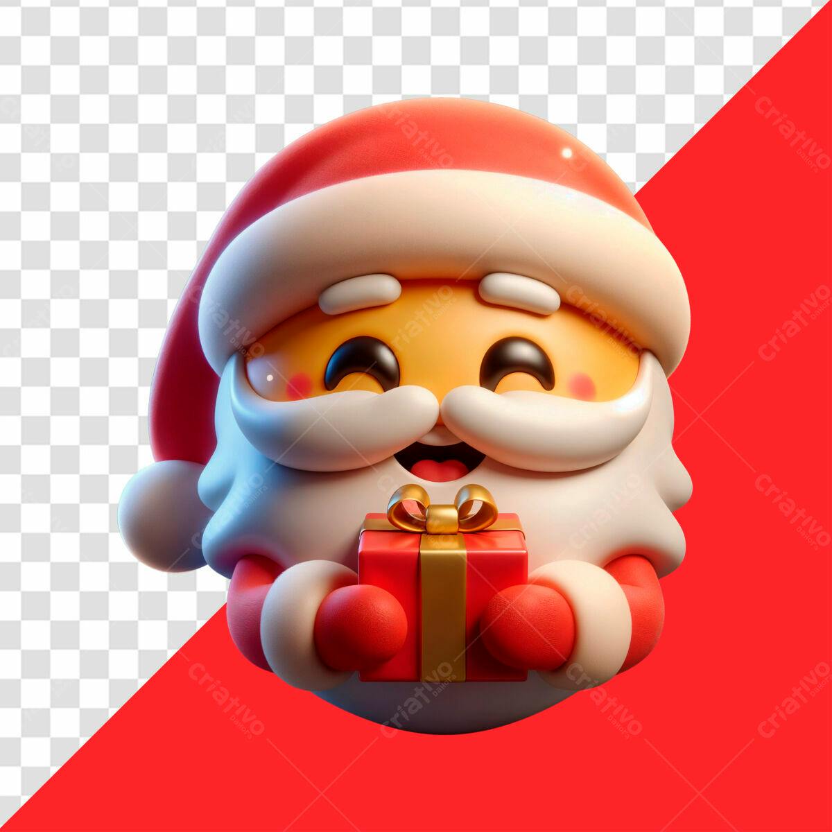 Ilustração Papai Noel com Presente PSD Editável
