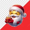 3d santa claus emoji smiling while holding a gift