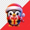 3d element, christmas penguin holding gift