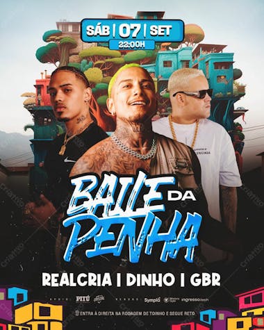 Flyer evento baile da penha feed psd editável